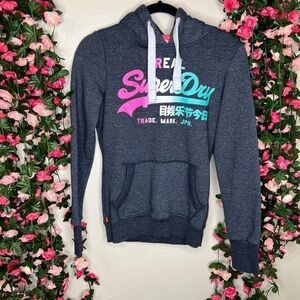Superdry Gray Hooded Sweatshirt Womens Graphic Casual Outdoor Walking Comfort